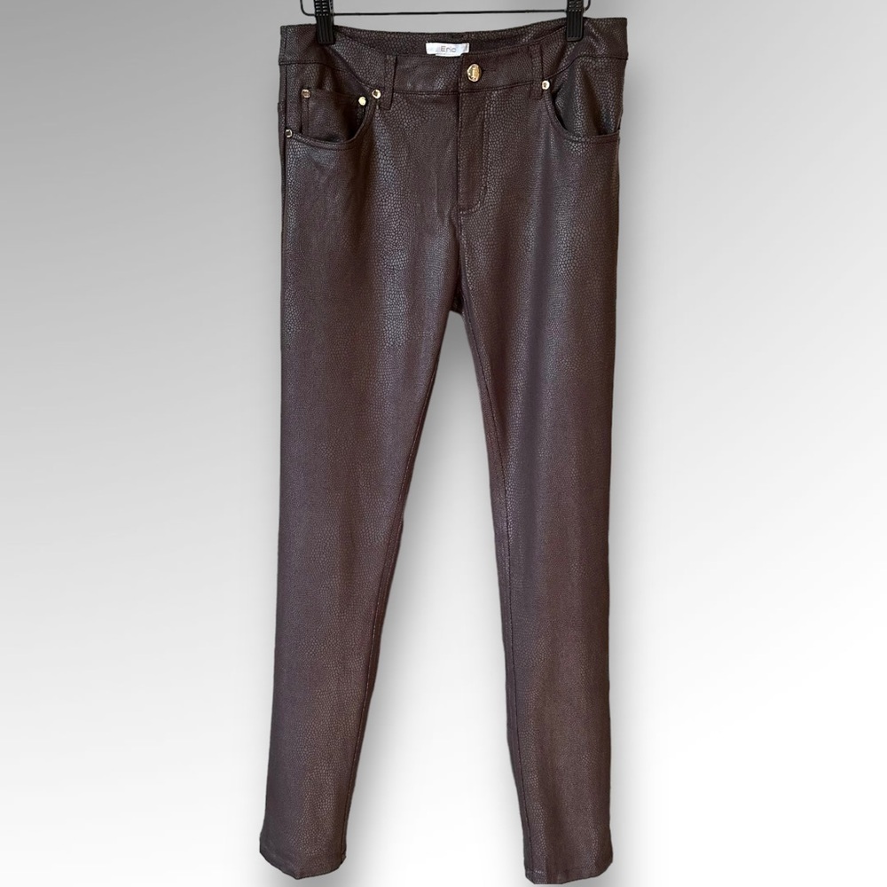Eric Womens Straight Taupe Snake Skin Embossed Pants Sz 8